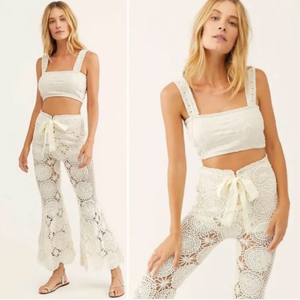 Dragonfly Crochet Flare Pants by Free People. BRAND NEW with tags🩷